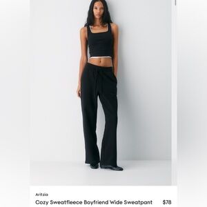 Aritzia Cozy Sweatfleece Boyfriend Wide Sweatpant - Black